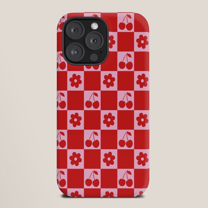 Cherry Flowers Pink & Red Checker iPhone Case Gallery Image 20