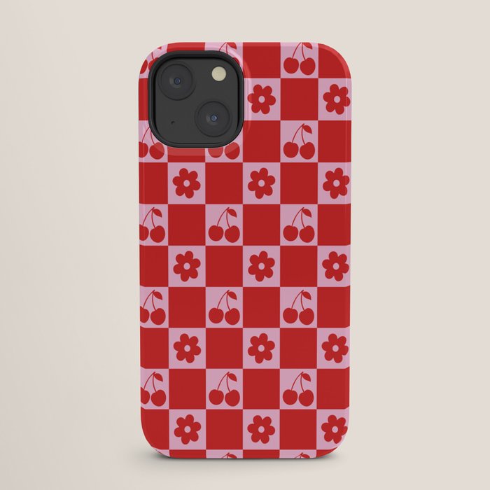 Cherry Flowers Pink & Red Checker iPhone Case Gallery Image 25