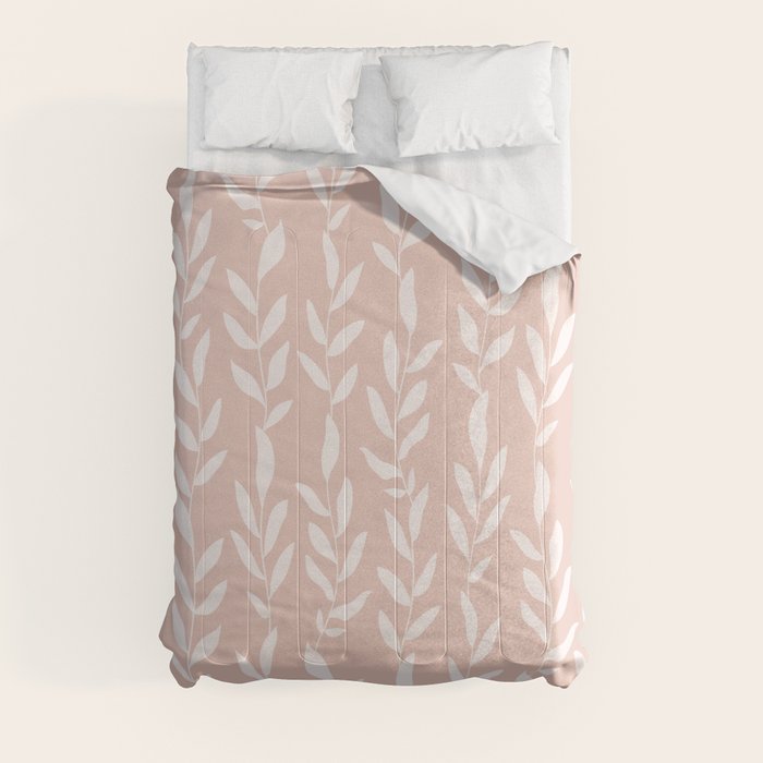 Blush Pink Minimal Plants Pattern Comforter Gallery Image 3