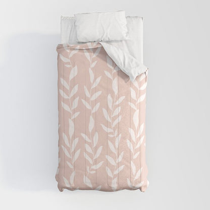 Blush Pink Minimal Plants Pattern Comforter Gallery Image 9