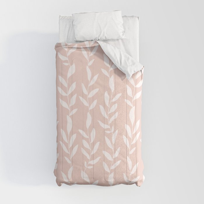 Blush Pink Minimal Plants Pattern Comforter Gallery Image 4