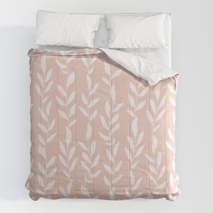 Blush Pink Minimal Plants Pattern Comforter Gallery Image 7