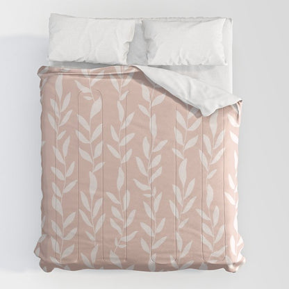 Blush Pink Minimal Plants Pattern Comforter Gallery Image 7