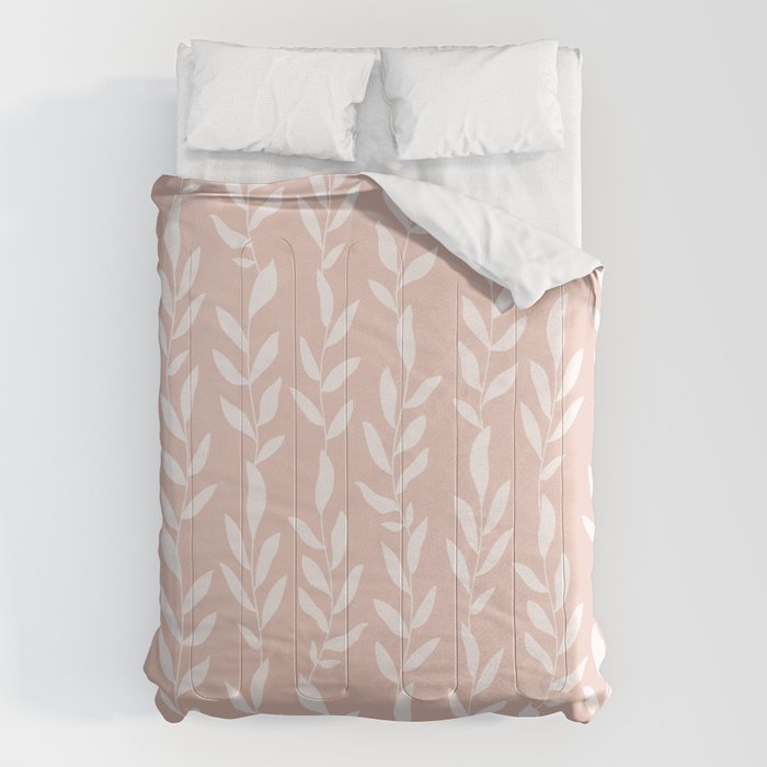 Blush Pink Minimal Plants Pattern Comforter Gallery Image 1