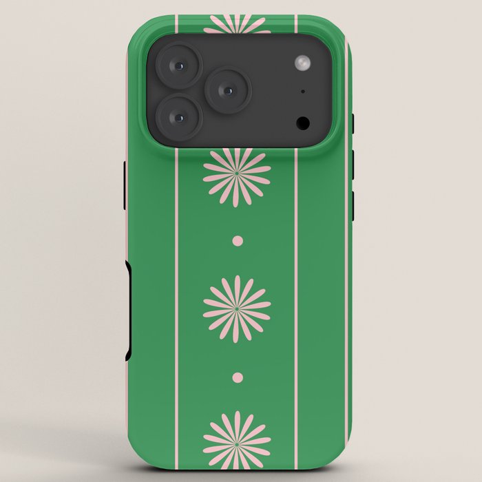 Daisy Stripes Green and Pink Pattern iPhone Case Gallery Image 7