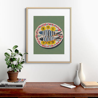 Mediterranean Fish Plate Framed Art Print Gallery Image 21