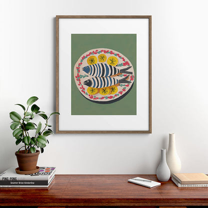Mediterranean Fish Plate Framed Art Print Gallery Image 14