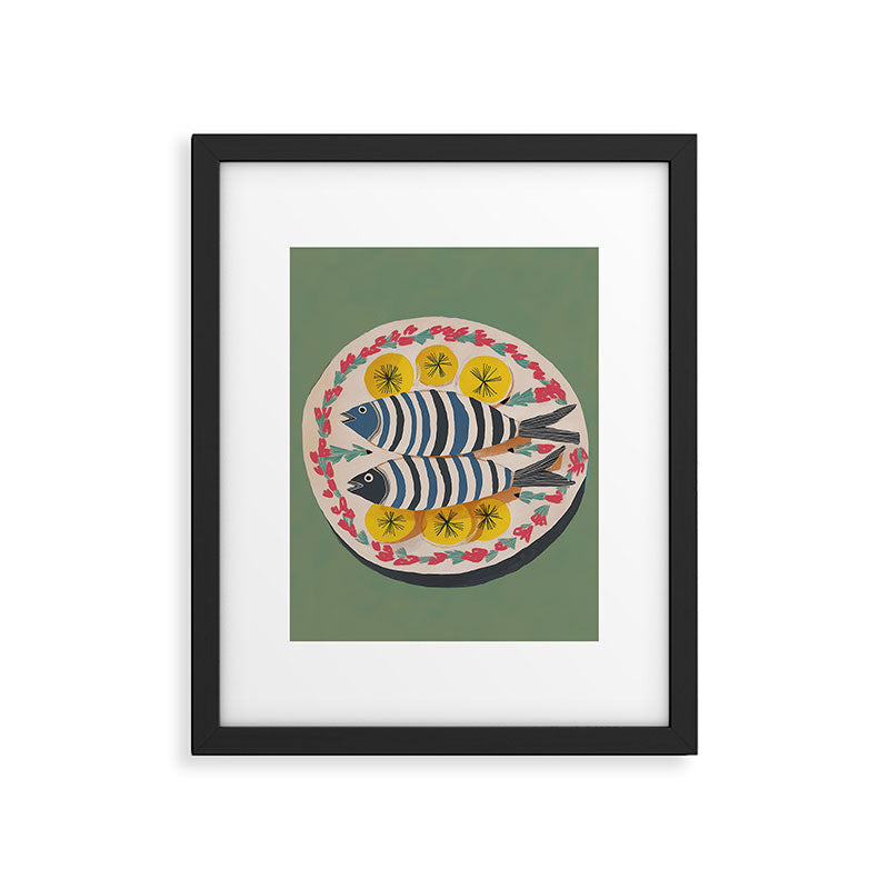 Mediterranean Fish Plate Framed Art Print Gallery Image 2