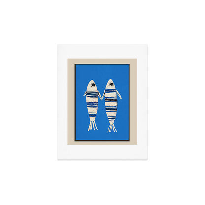 Minimal Fish on Blue Art Print Gallery Image 3