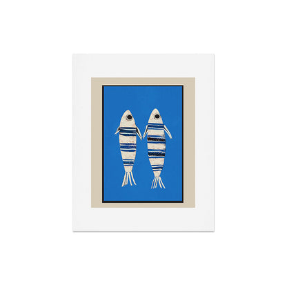 Minimal Fish on Blue Art Print Gallery Image 5