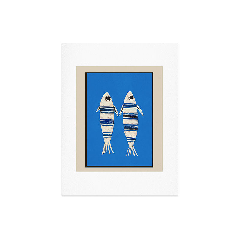 Minimal Fish on Blue Art Print Gallery Image 6