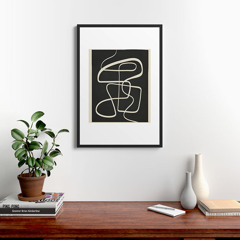 Modern Abstract Lines - Noir Framed Art Print Gallery Image 6