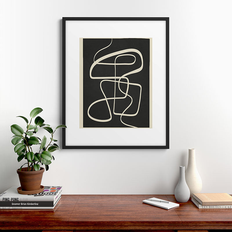 Modern Abstract Lines - Noir Framed Art Print Gallery Image 7