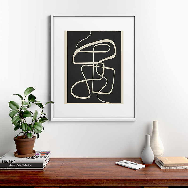 Modern Abstract Lines - Noir Framed Art Print Gallery Image 28