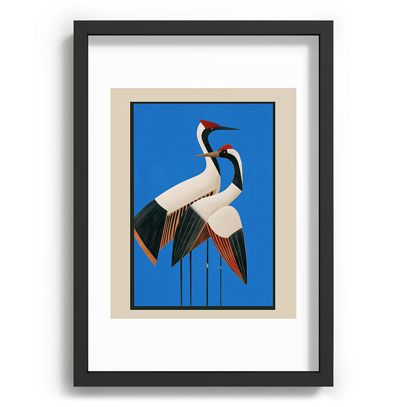 Stillness in Motion - Abstract Cranes in Blue Framed Art Print Gallery Image 59