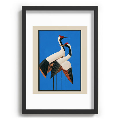 Stillness in Motion - Abstract Cranes in Blue Framed Art Print Gallery Image 59