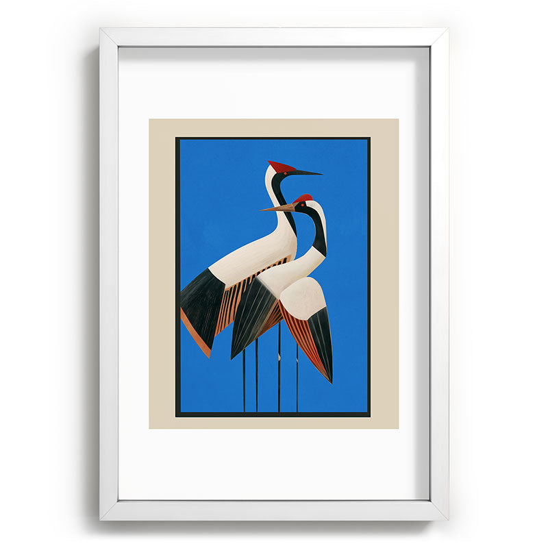 Stillness in Motion - Abstract Cranes in Blue Framed Art Print Gallery Image 77