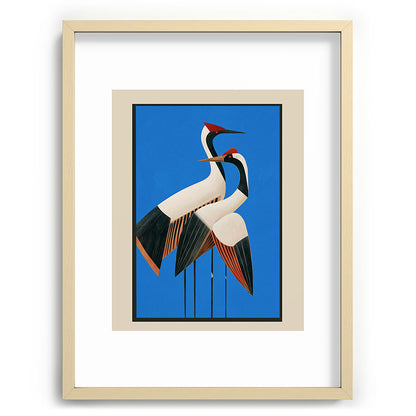 Stillness in Motion - Abstract Cranes in Blue Framed Art Print Gallery Image 72
