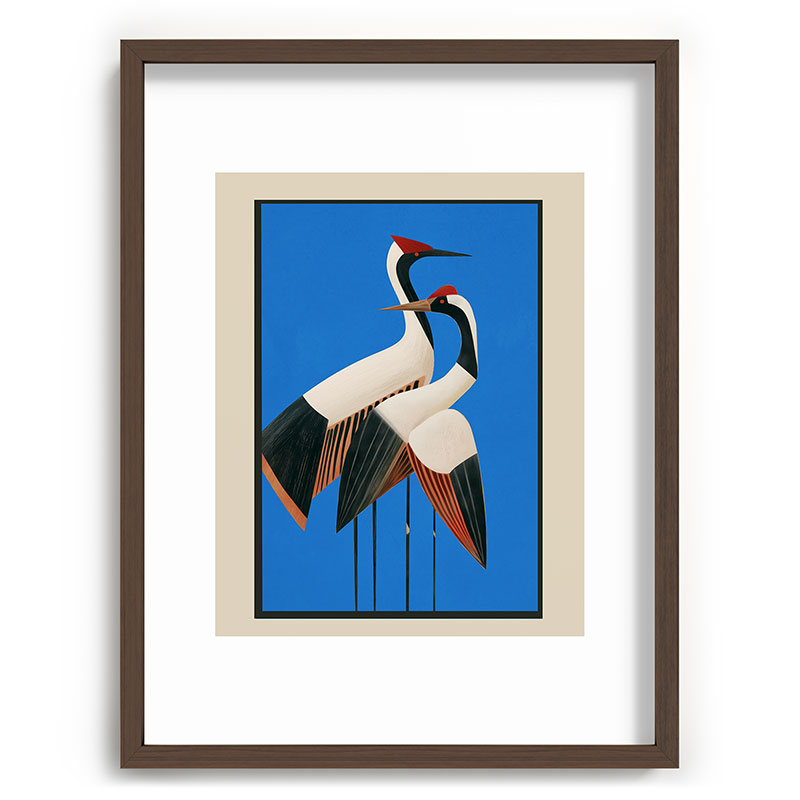 Stillness in Motion - Abstract Cranes in Blue Framed Art Print Gallery Image 67