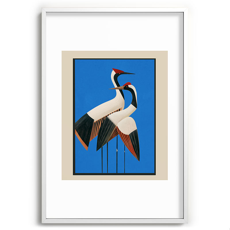 Stillness in Motion - Abstract Cranes in Blue Framed Art Print Gallery Image 80