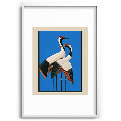 Stillness in Motion - Abstract Cranes in Blue Framed Art Print Gallery Image 80
