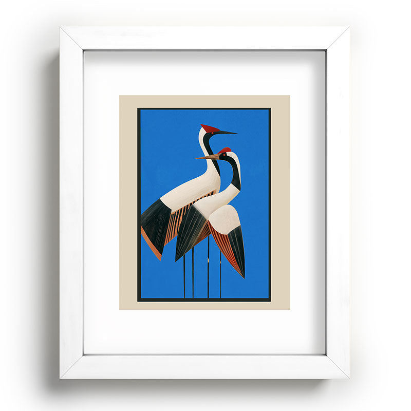 Stillness in Motion - Abstract Cranes in Blue Framed Art Print Gallery Image 75