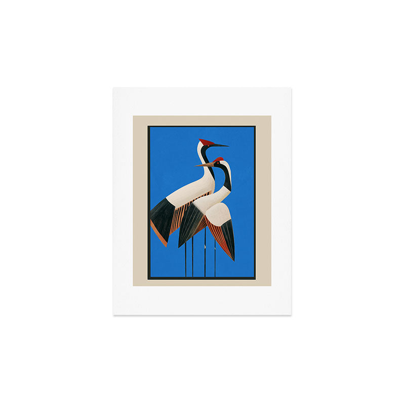 Stillness in Motion - Abstract Cranes in Blue Art Print Gallery Image 2