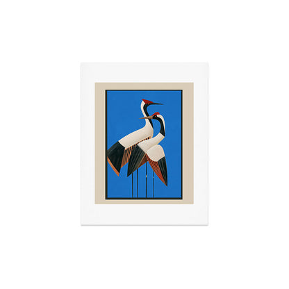 Stillness in Motion - Abstract Cranes in Blue Art Print Gallery Image 3