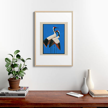 Stillness in Motion - Abstract Cranes in Blue Framed Art Print Gallery Image 20