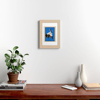 Stillness in Motion - Abstract Cranes in Blue Framed Art Print Gallery Image 45