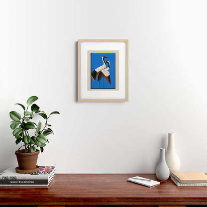 Stillness in Motion - Abstract Cranes in Blue Framed Art Print Gallery Image 18