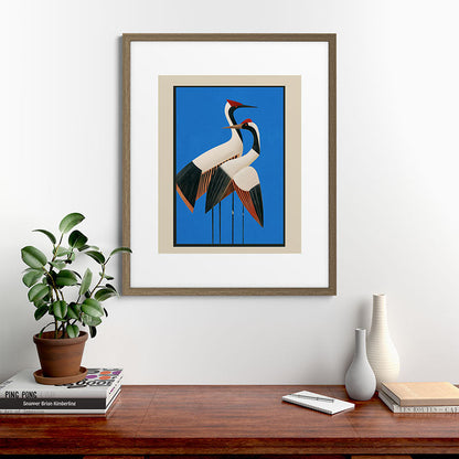 Stillness in Motion - Abstract Cranes in Blue Framed Art Print Gallery Image 42