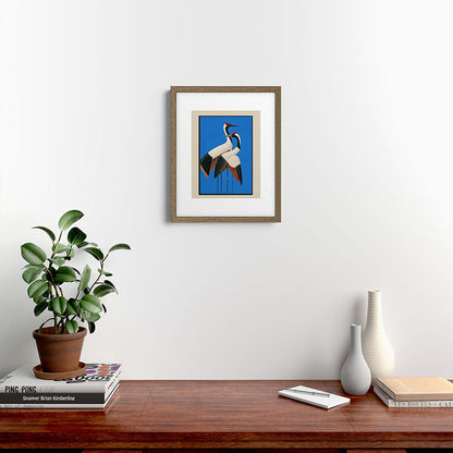 Stillness in Motion - Abstract Cranes in Blue Framed Art Print Gallery Image 11