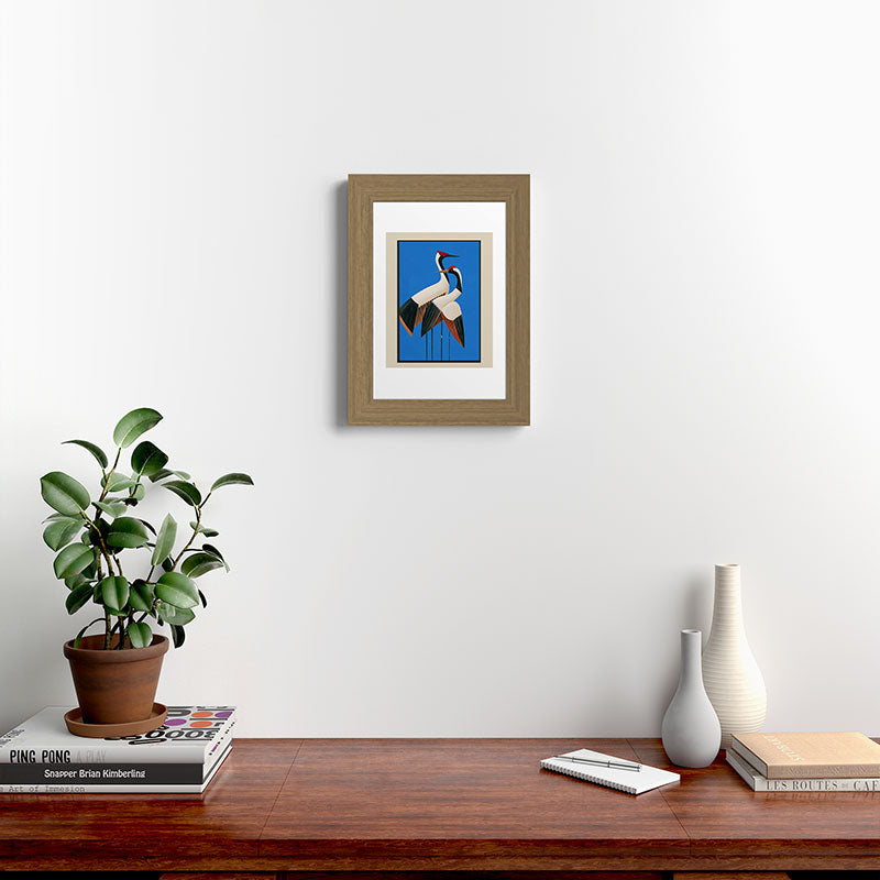Stillness in Motion - Abstract Cranes in Blue Framed Art Print Gallery Image 38