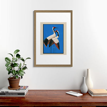 Stillness in Motion - Abstract Cranes in Blue Framed Art Print Gallery Image 41