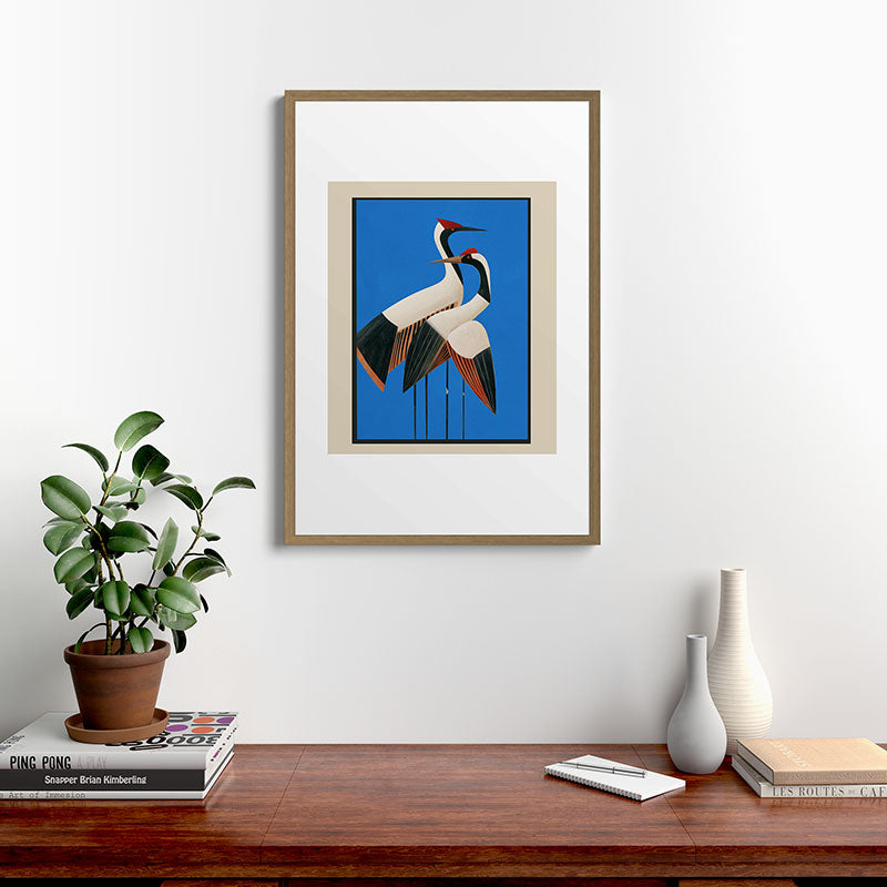 Stillness in Motion - Abstract Cranes in Blue Framed Art Print Gallery Image 13