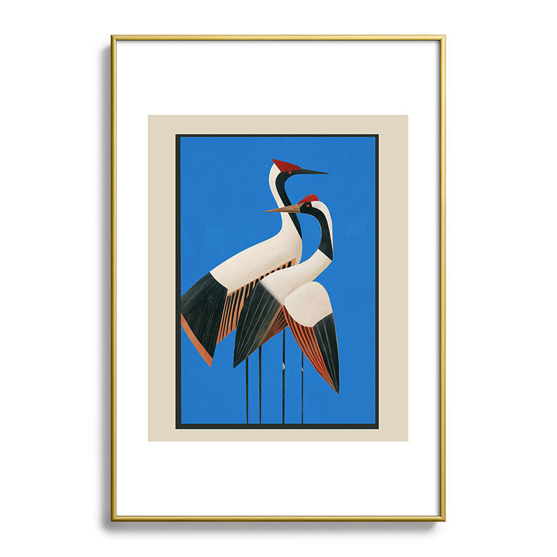 Stillness in Motion - Abstract Cranes in Blue Framed Art Print Gallery Image 90