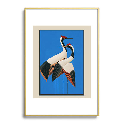 Stillness in Motion - Abstract Cranes in Blue Framed Art Print Gallery Image 90