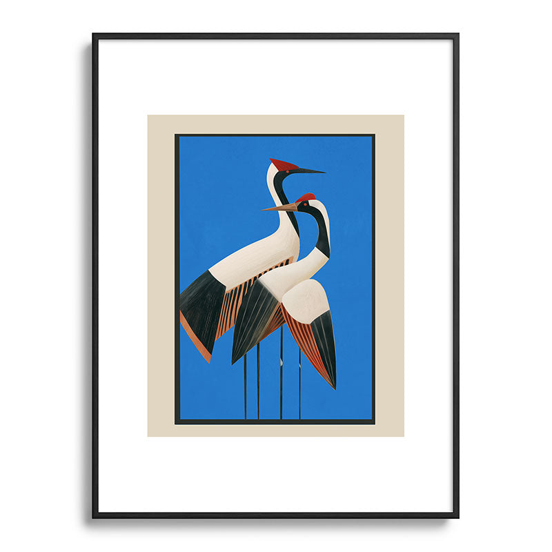 Stillness in Motion - Abstract Cranes in Blue Framed Art Print Gallery Image 85