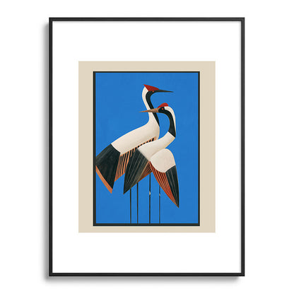 Stillness in Motion - Abstract Cranes in Blue Framed Art Print Gallery Image 85