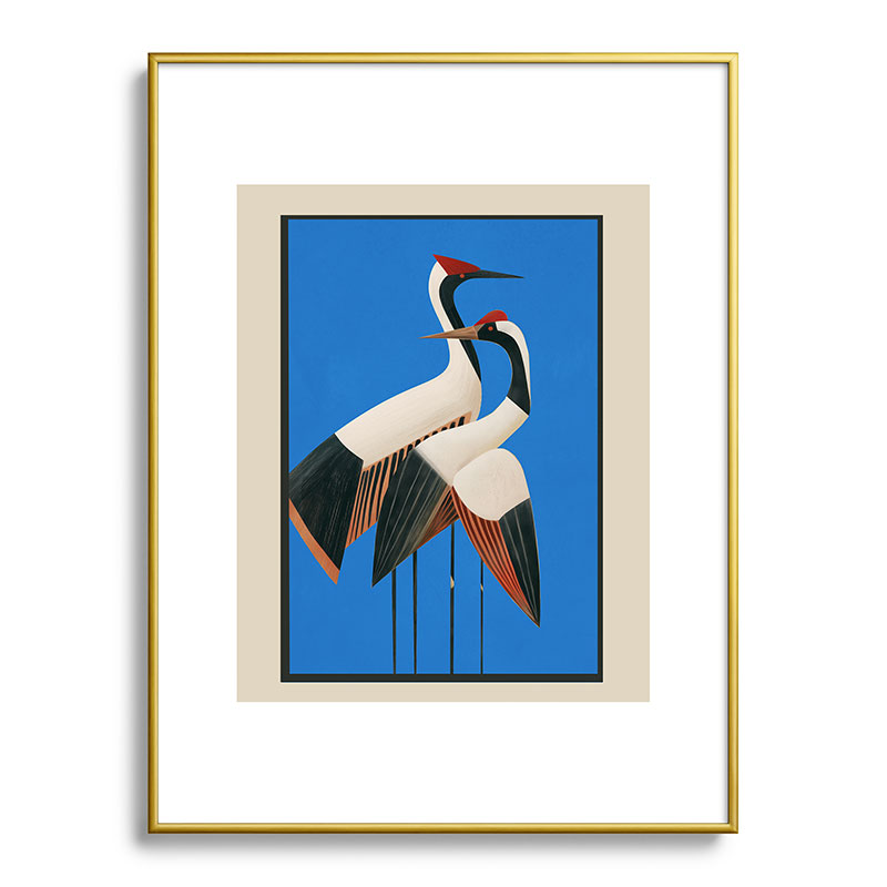 Stillness in Motion - Abstract Cranes in Blue Framed Art Print Gallery Image 91
