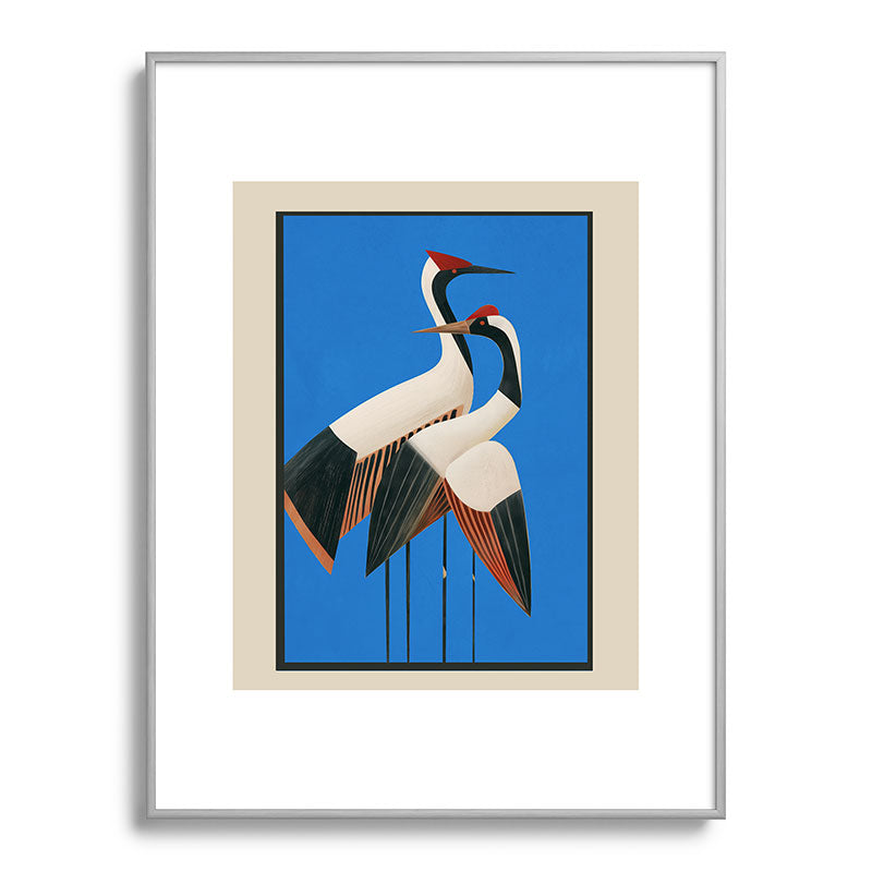 Stillness in Motion - Abstract Cranes in Blue Framed Art Print Gallery Image 98