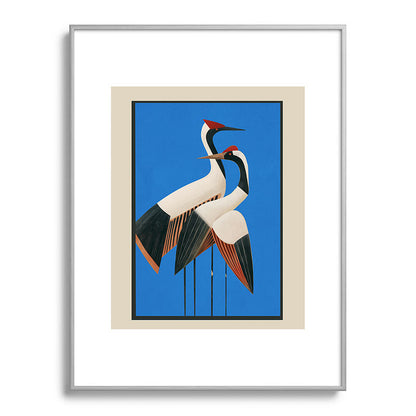 Stillness in Motion - Abstract Cranes in Blue Framed Art Print Gallery Image 98