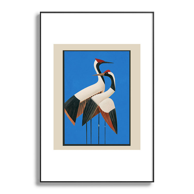 Stillness in Motion - Abstract Cranes in Blue Framed Art Print Gallery Image 86