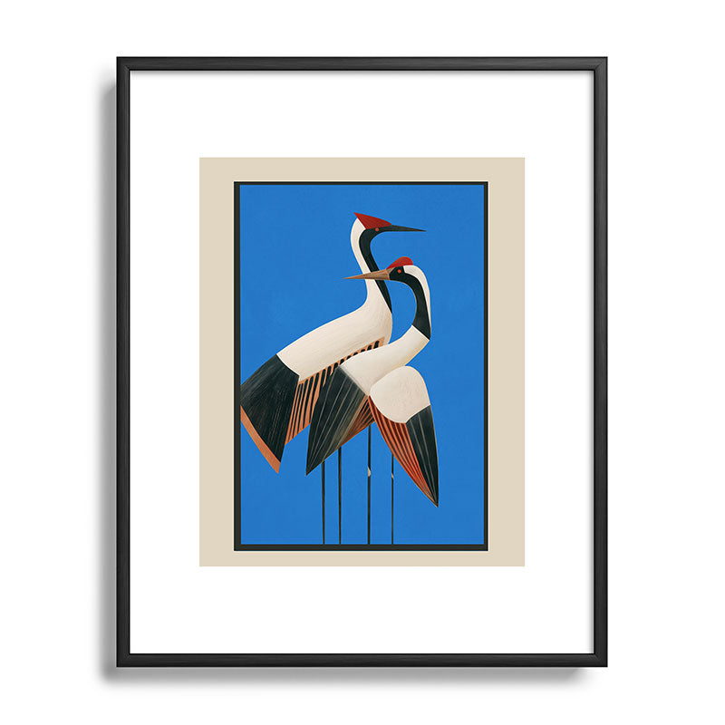 Stillness in Motion - Abstract Cranes in Blue Framed Art Print Gallery Image 81