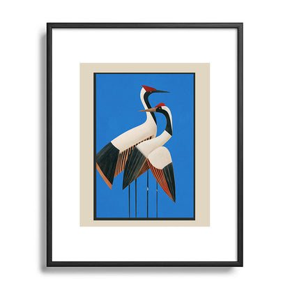Stillness in Motion - Abstract Cranes in Blue Framed Art Print Gallery Image 82