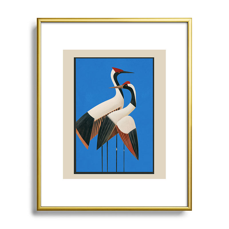 Stillness in Motion - Abstract Cranes in Blue Framed Art Print Gallery Image 88
