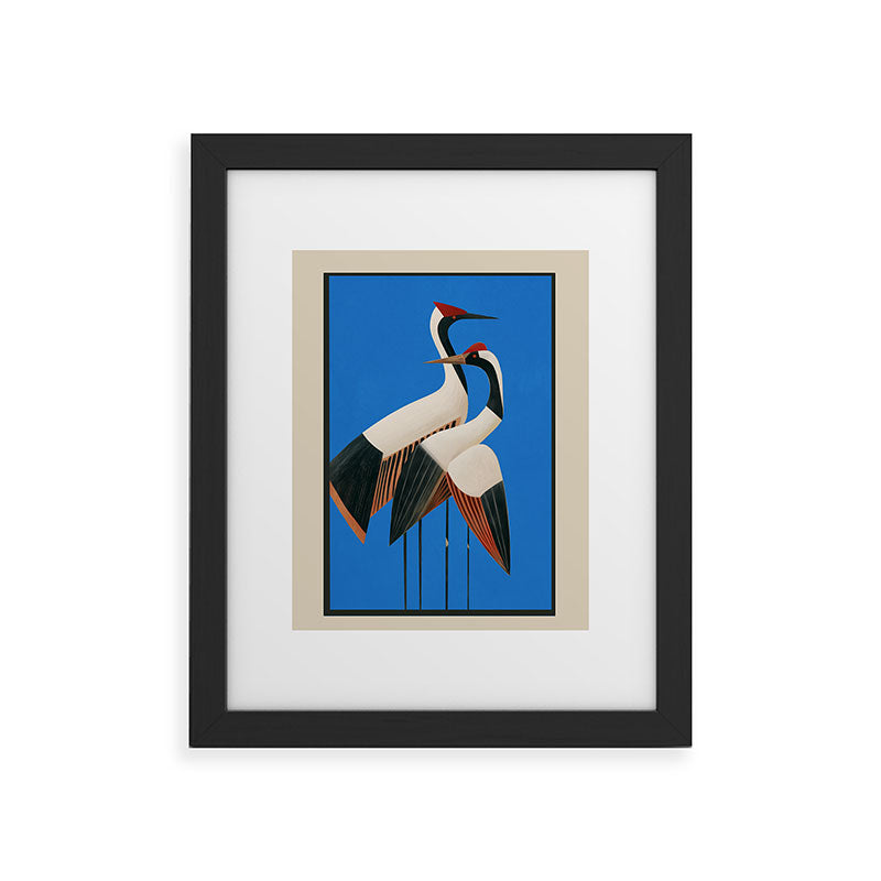 Stillness in Motion - Abstract Cranes in Blue Framed Art Print Gallery Image 34
