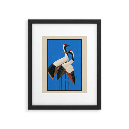 Stillness in Motion - Abstract Cranes in Blue Framed Art Print Gallery Image 4