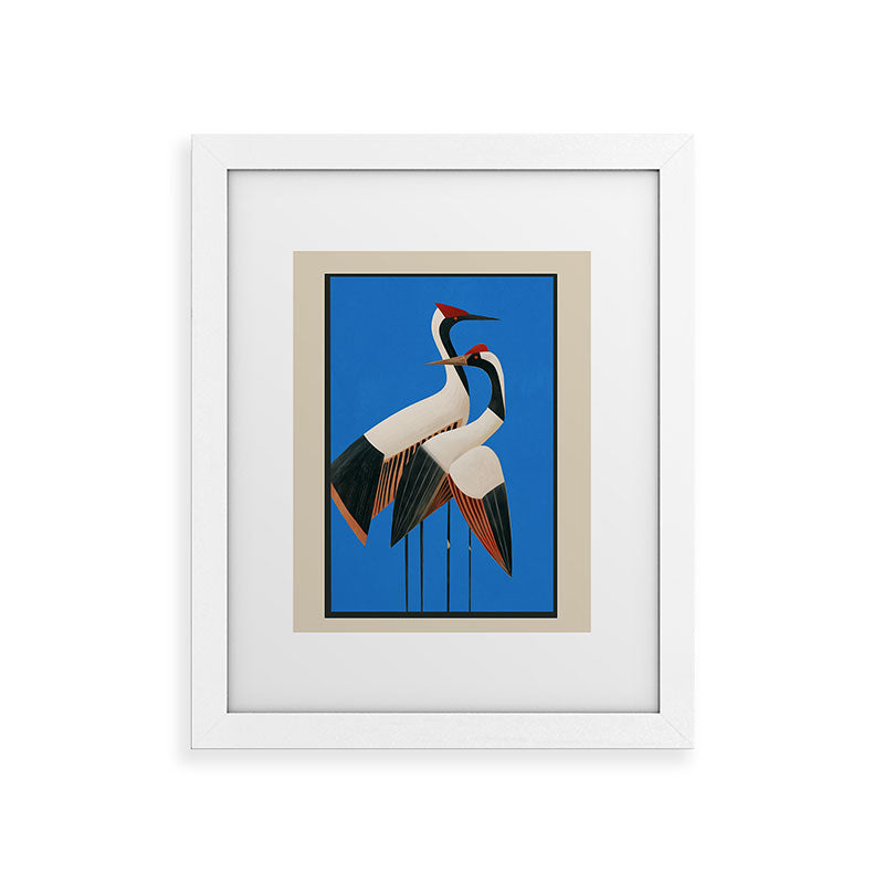 Stillness in Motion - Abstract Cranes in Blue Framed Art Print Gallery Image 54